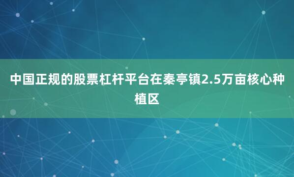中国正规的股票杠杆平台在秦亭镇2.5万亩核心种植区
